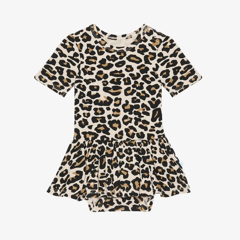 Lana Leopard Tan Short Sleeve Twirl Skirt Bodysuit - Tan