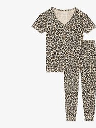 Lana Leopard Tan Women's Short Sleeve Loungewear - Tan