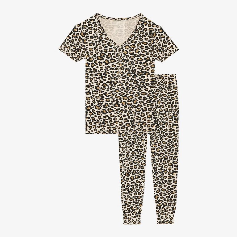 Lana Leopard Tan Women's Short Sleeve Loungewear - Tan