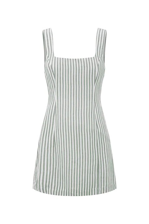 Shop Posse Diana Mini Dress Seagrass Stripe In Grey