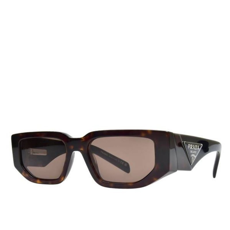 Prada Rectangle Plastic Sunglasses With Brown Lens