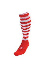 Childrens/Kids Pro Hooped Football Socks - Red/White - Red/White