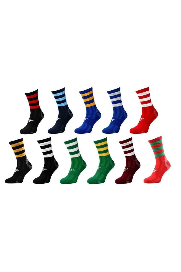 Precision Childrens/Kids Pro Hooped Football Socks (Red/Green) - Red/Green