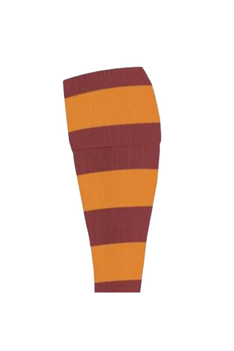 Precision Unisex Adult Hooped Football Socks (Maroon/Amber Glow)