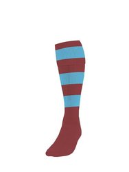 Precision Unisex Adult Hooped Football Socks (Maroon/Sky Blue) - Maroon/Sky Blue