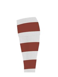 Precision Unisex Adult Hooped Football Socks (White/Maroon)