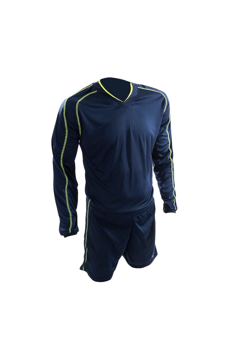 Precision Unisex Adult Marseille T-Shirt & Shorts Set (Navy/Fluorescent Lime) - Navy/Fluorescent Lime