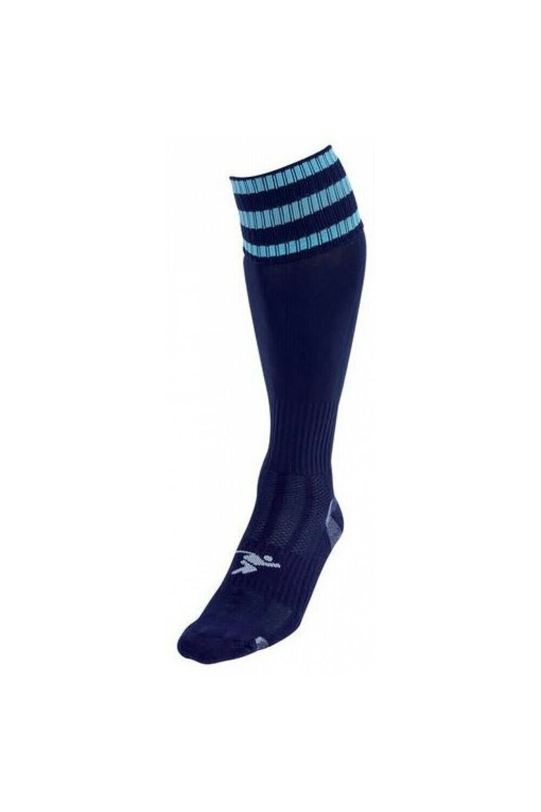Men's Football Socks Precision Turnover Senior Sports Socks Navy Sky Blue 