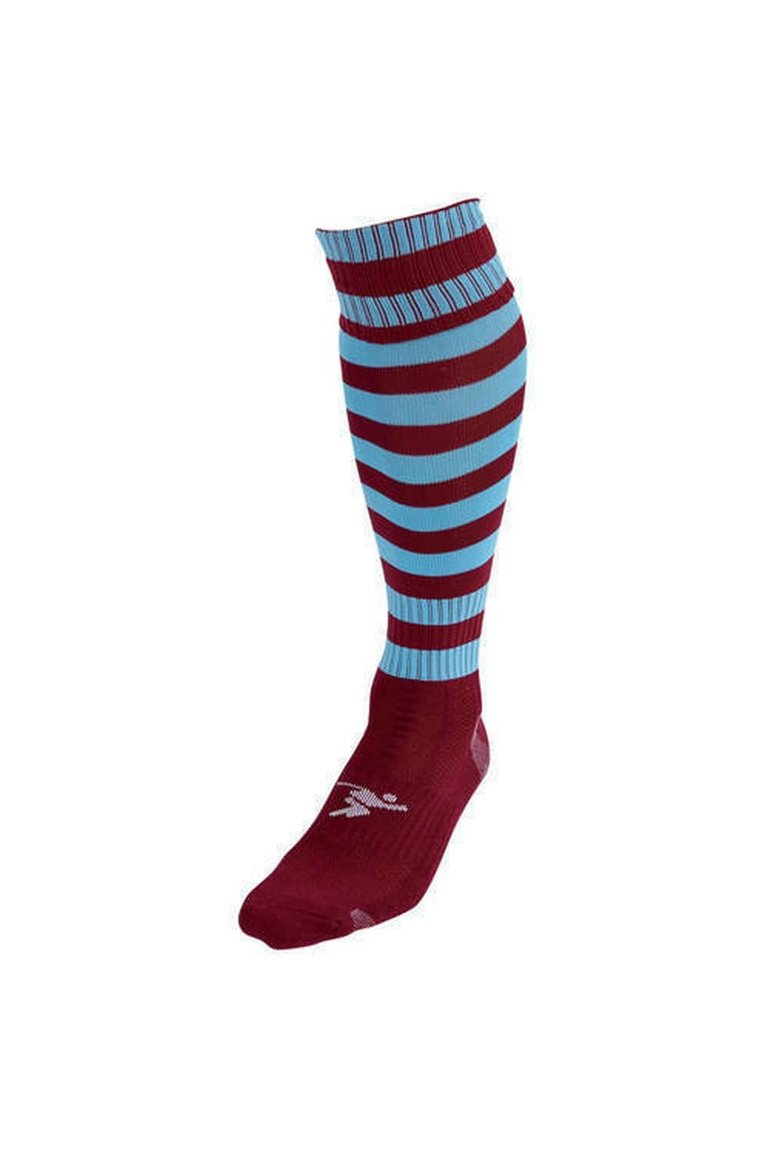 Precision Unisex Adult Pro Hooped Football Socks (Maroon/Sky Blue) - Maroon/Sky Blue