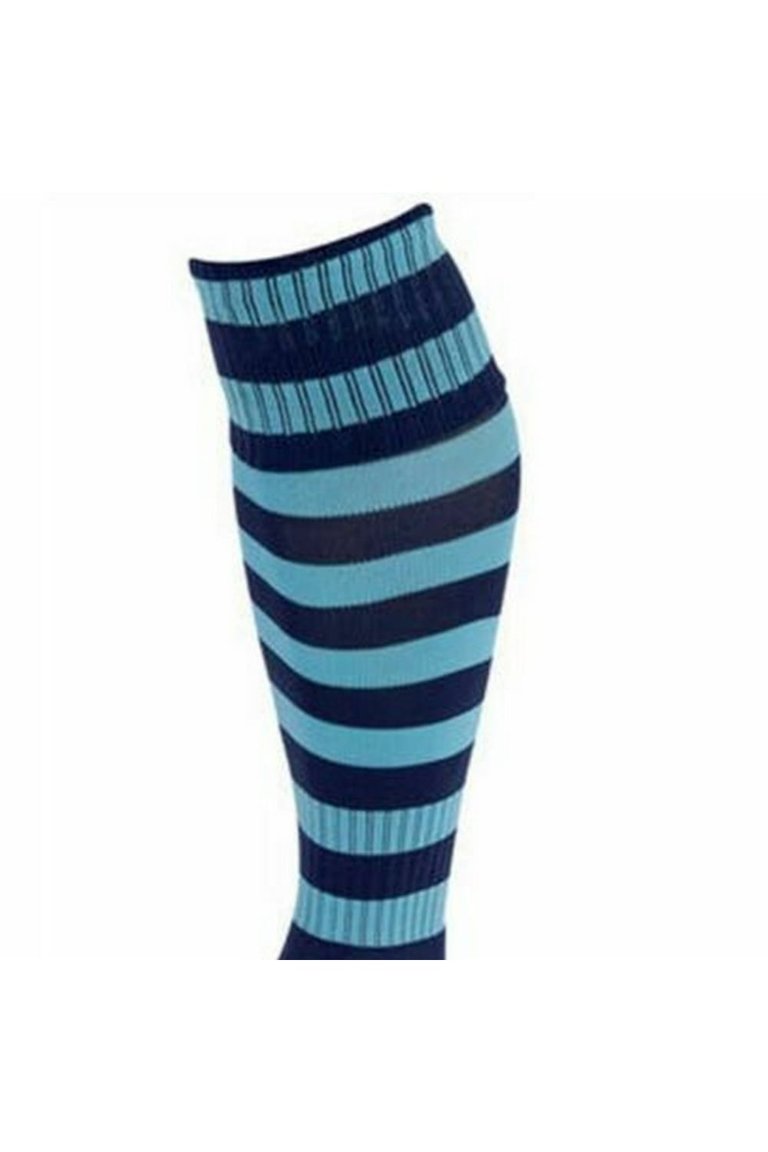 Precision Unisex Adult Pro Hooped Football Socks (Navy/Sky Blue)