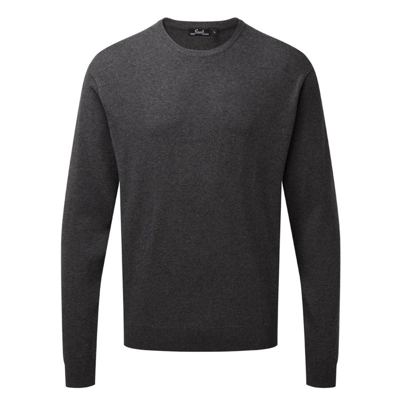 Premier Adults Unisex Cotton Rich Crew Neck Sweater In Grey