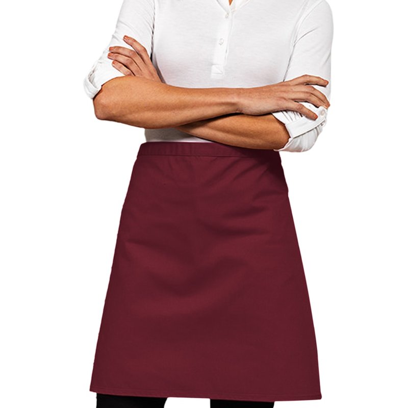 Shop Premier Ladies/womens Mid-length Apron (burgundy) (one Size) In Red