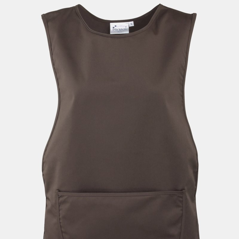 Premier Ladies/womens Pocket Tabard/workwear Aprons In Brown