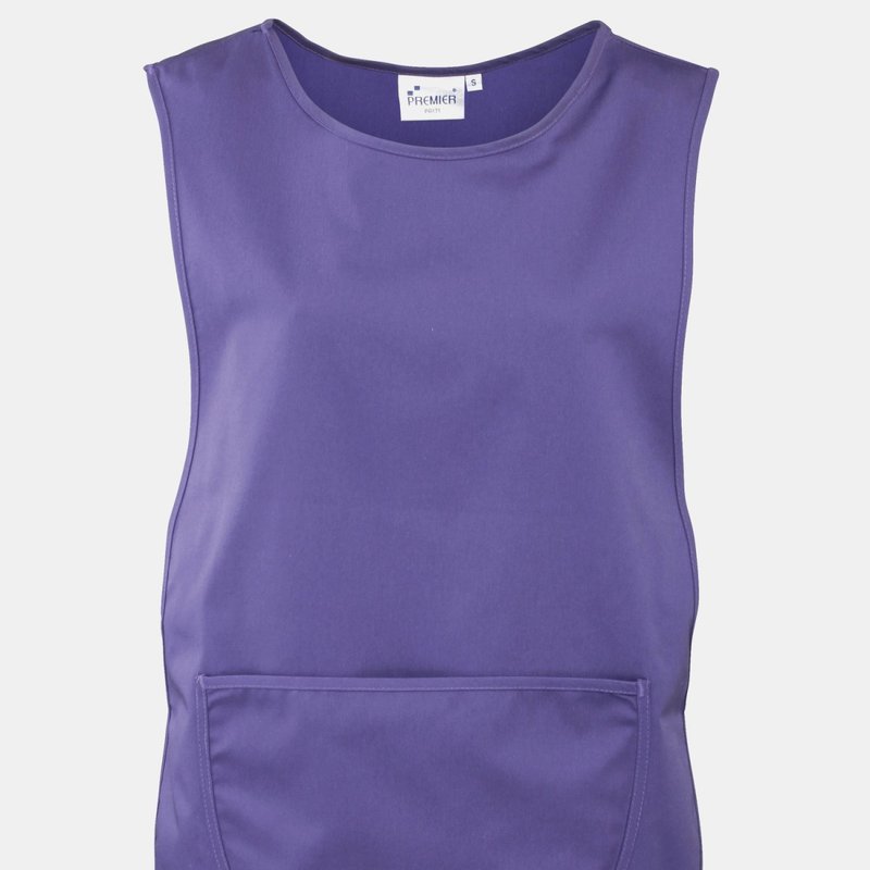 Premier Ladies/womens Pocket Tabard/workwear Aprons In Purple