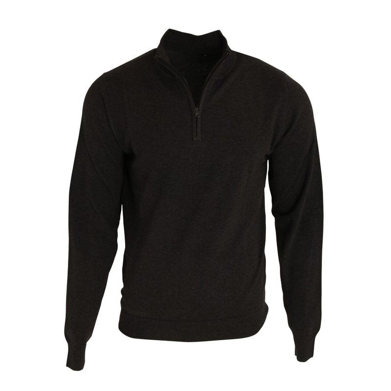 Shop Premier Mens 1/4 Zip Neck Knitted Sweater (black)