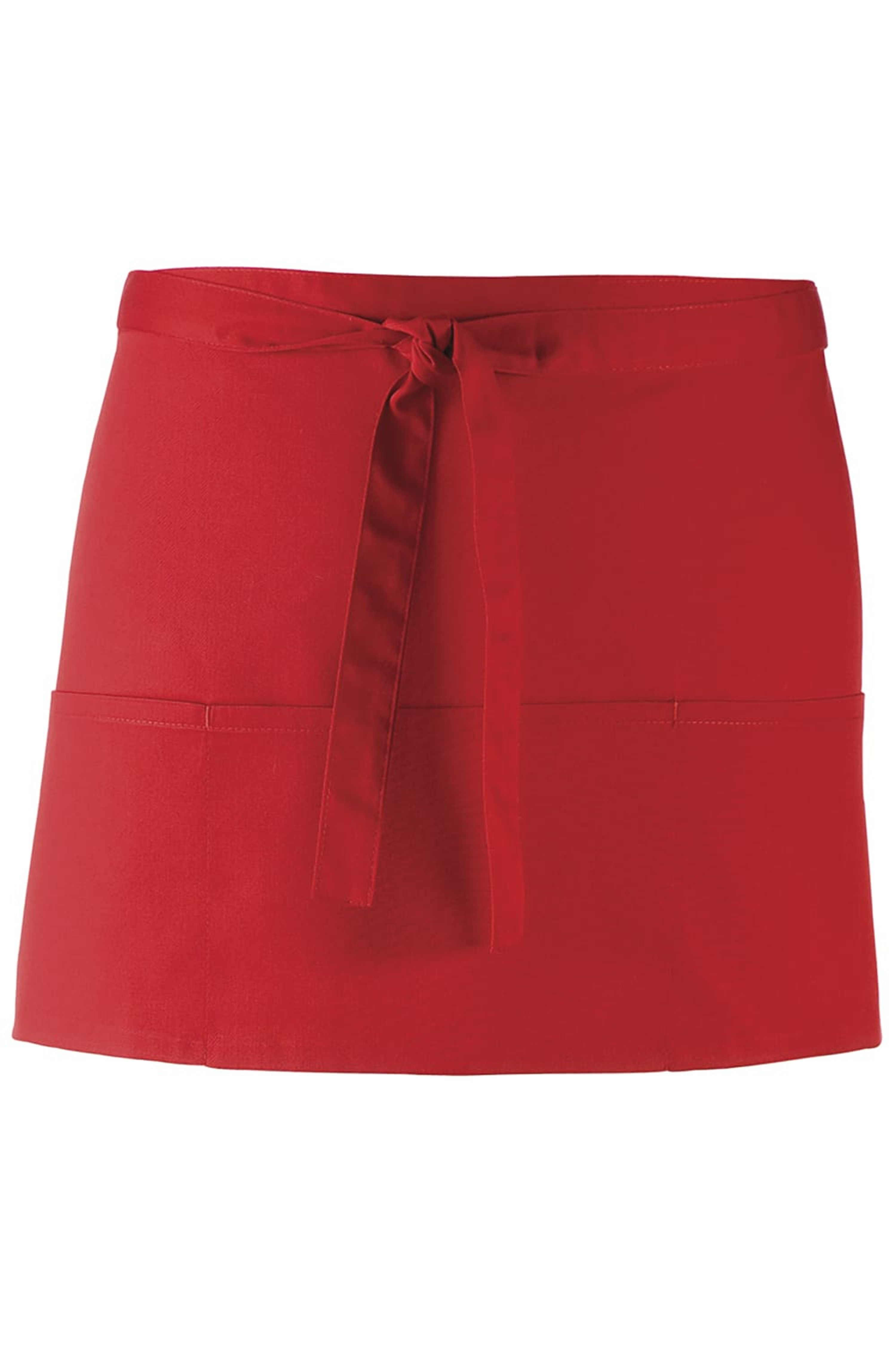 PREMIER PREMIER LADIES/WOMENS COLORS 3 POCKET APRON / WORKWEAR (PACK OF 2) (RED) (ONE SIZE)