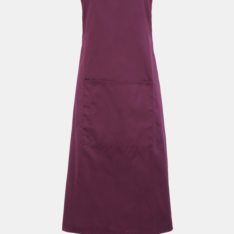 Shop Premier Ladies/womens Colours Bip Apron With Pocket / Workwear (aubergine) (one Size) (one Size) In Purple