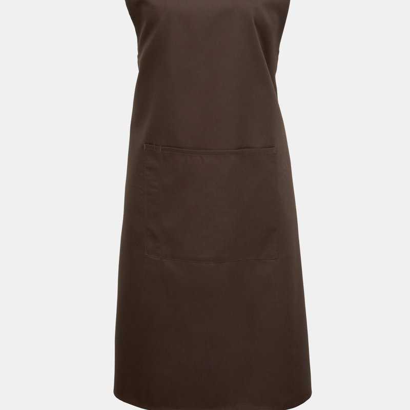 Shop Premier Ladies/womens Colours Bip Apron With Pocket / Workwear (brown) (one Size) (one Size)