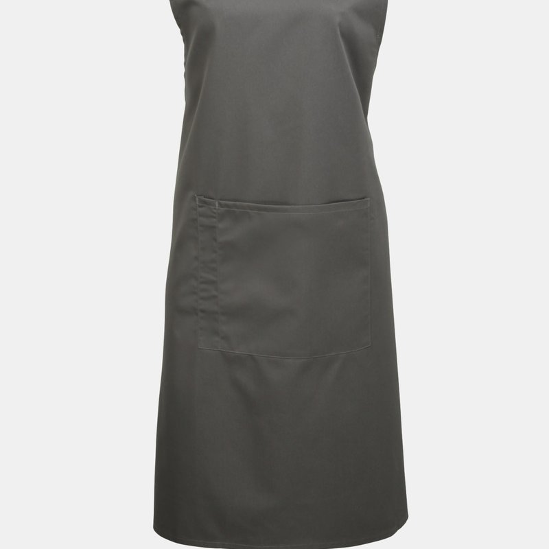 Shop Premier Ladies/womens Colours Bip Apron With Pocket / Workwear (dark Grey) (one Size) (one Size)