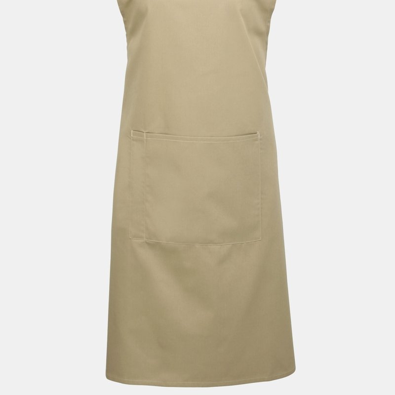 Premier Ladies/womens Colours Bip Apron With Pocket / Workwear (khaki) (one Size) (one Size) In Brown