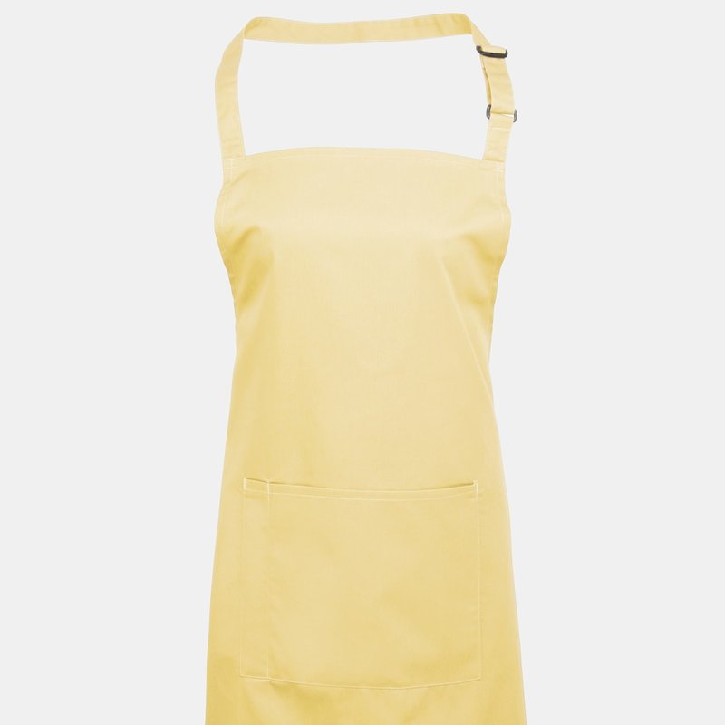 Shop Premier Ladies/womens Colours Bip Apron With Pocket / Workwear (lemon) (one Size) (one Size) In Yellow