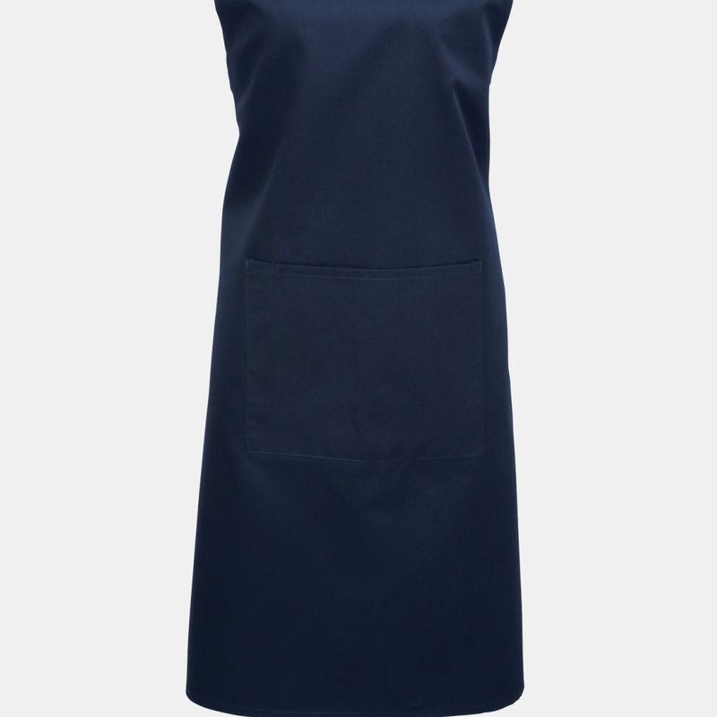 Premier Ladies/womens Colours Bip Apron With Pocket / Workwear (navy) (one Size) (one Size) In Blue
