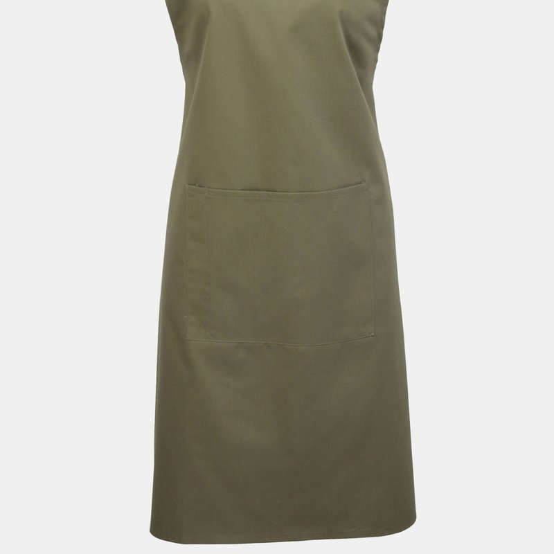 Shop Premier Ladies/womens Colours Bip Apron With Pocket / Workwear (olive) (one Size) (one Size) In Green