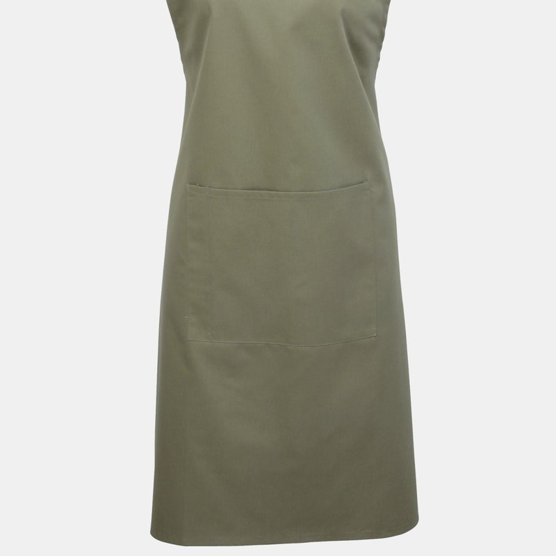 Premier Ladies/womens Colours Bip Apron With Pocket / Workwear (sage) (one Size) (one Size) In Grey