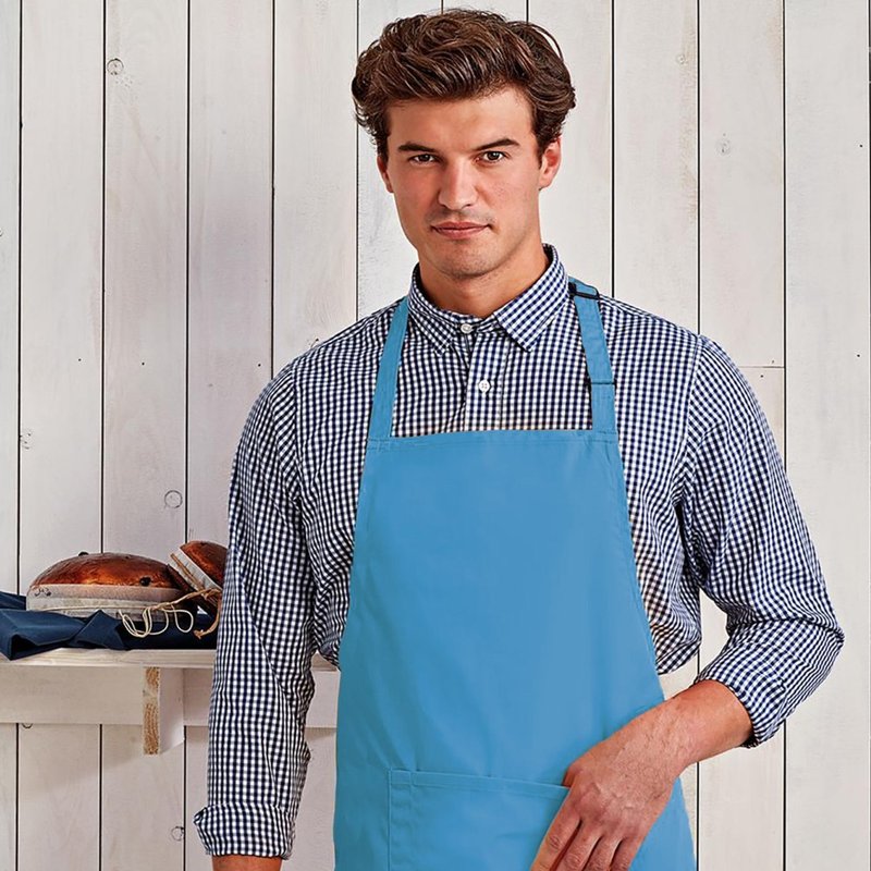 Shop Premier Ladies/womens Colours Bip Apron With Pocket / Workwear (sapphire) (one Size) (one Size) In Blue