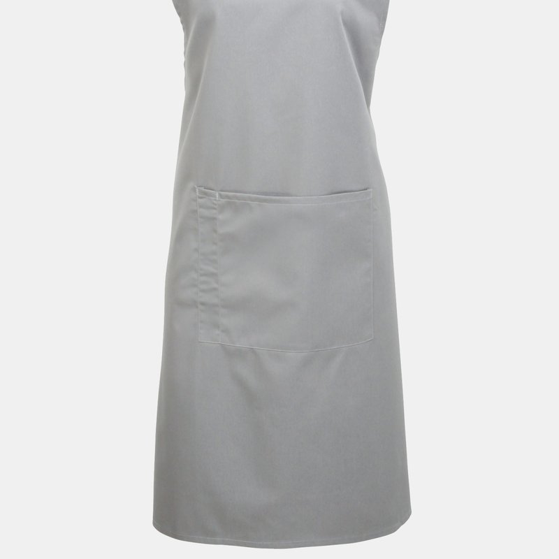 Premier Ladies/womens Colours Bip Apron With Pocket / Workwear (silver) (one Size) (one Size) In Grey