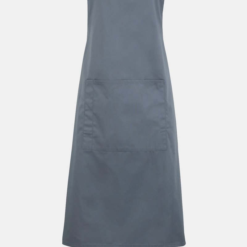 Premier Ladies/womens Colours Bip Apron With Pocket / Workwear (steel) (one Size) (one Size) In Grey
