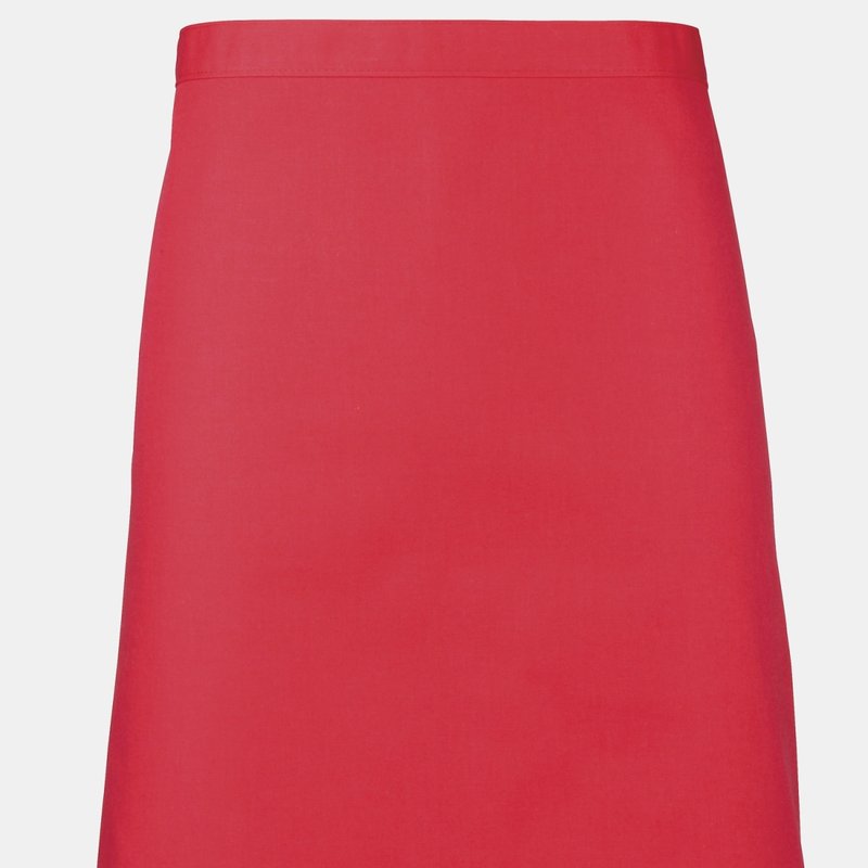 Premier Ladies/womens Mid-length Apron (pack Of 2) (strawberry Red) (one Size) (one Size)