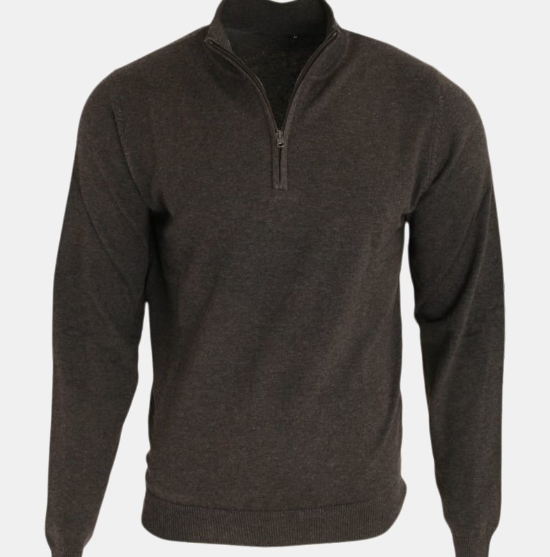 Premier Mens 1/4 Zip Neck Knitted Sweater (charcoal) In Grey