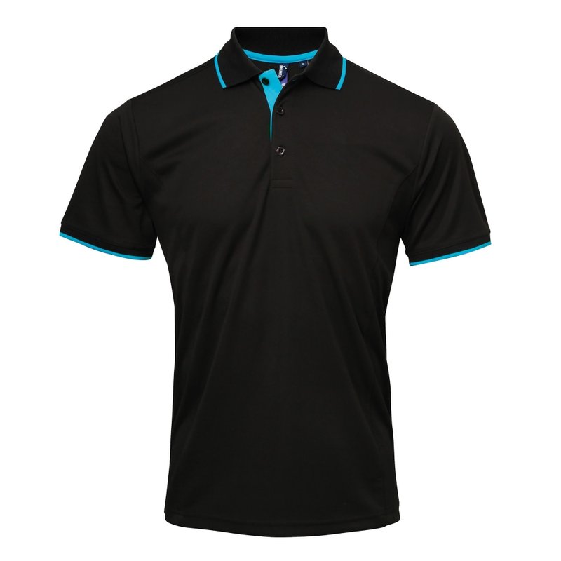 Shop Premier Mens Contrast Coolchecker Polo Shirt (black/purple)