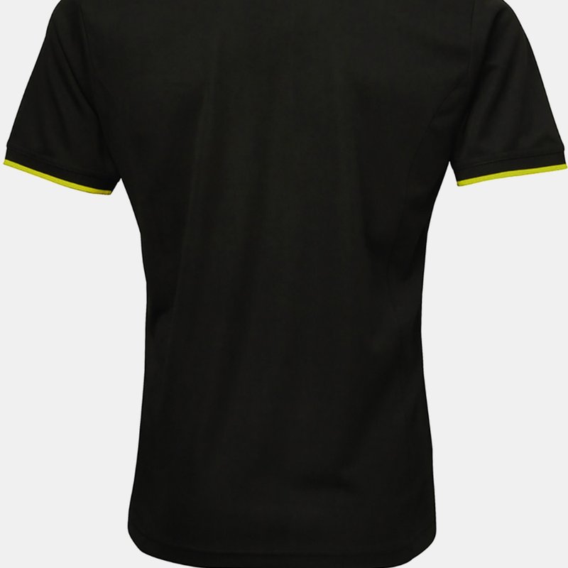 Premier Mens Contrast Coolchecker Polo Shirt (black/red)