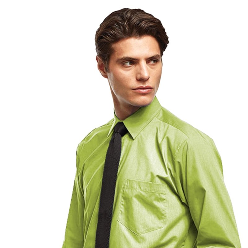 Shop Premier Mens Long Sleeve Formal Plain Work Poplin Shirt (lime) In Green