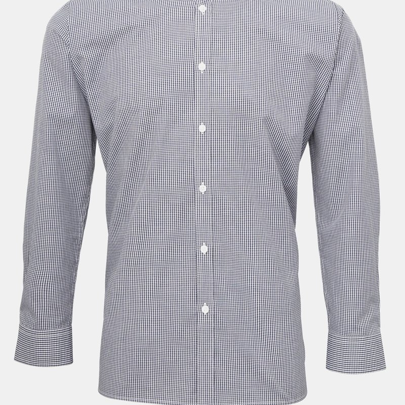 Premier Mens Microcheck Long Sleeve Shirt (navy/white) In Blue