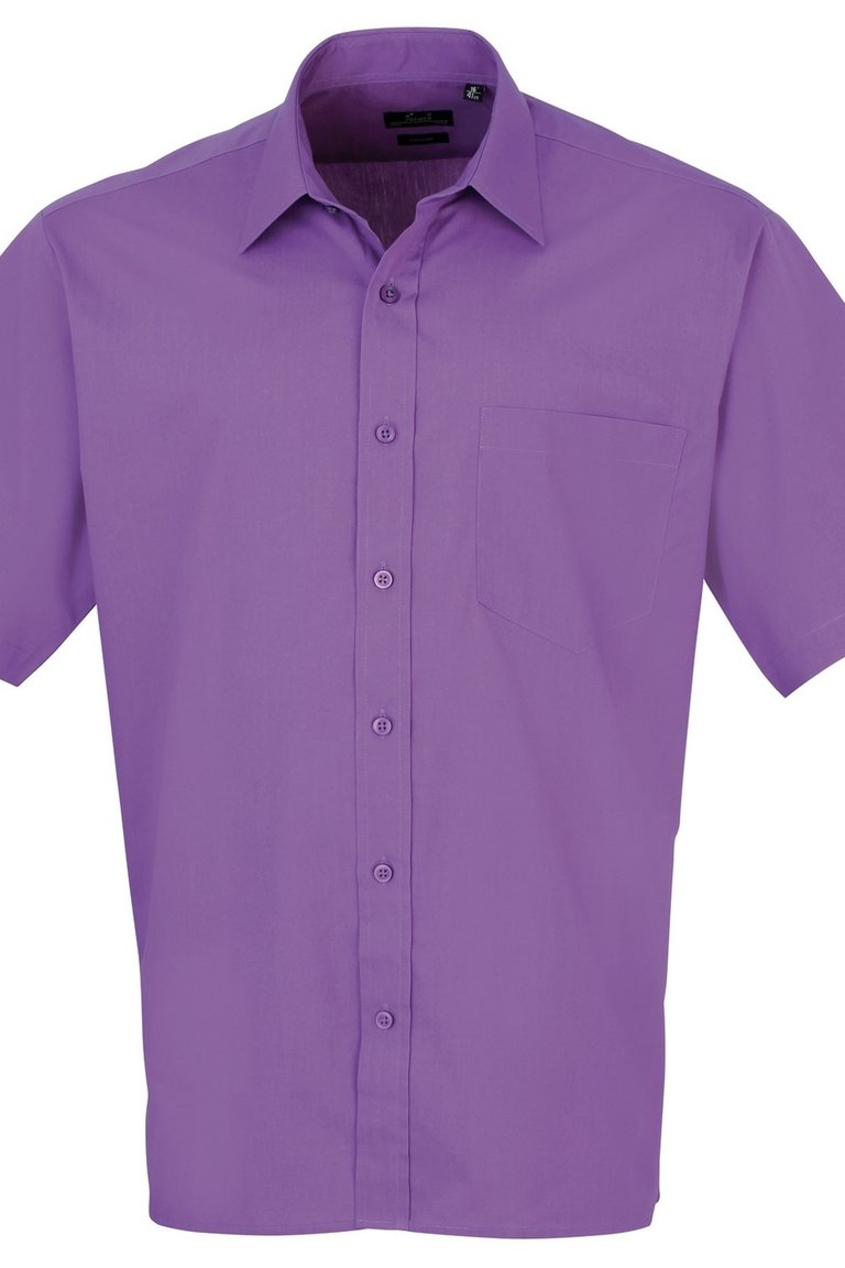 Premier Premier Mens Short Sleeve Formal Poplin Plain Work Shirt (Hot Pink)