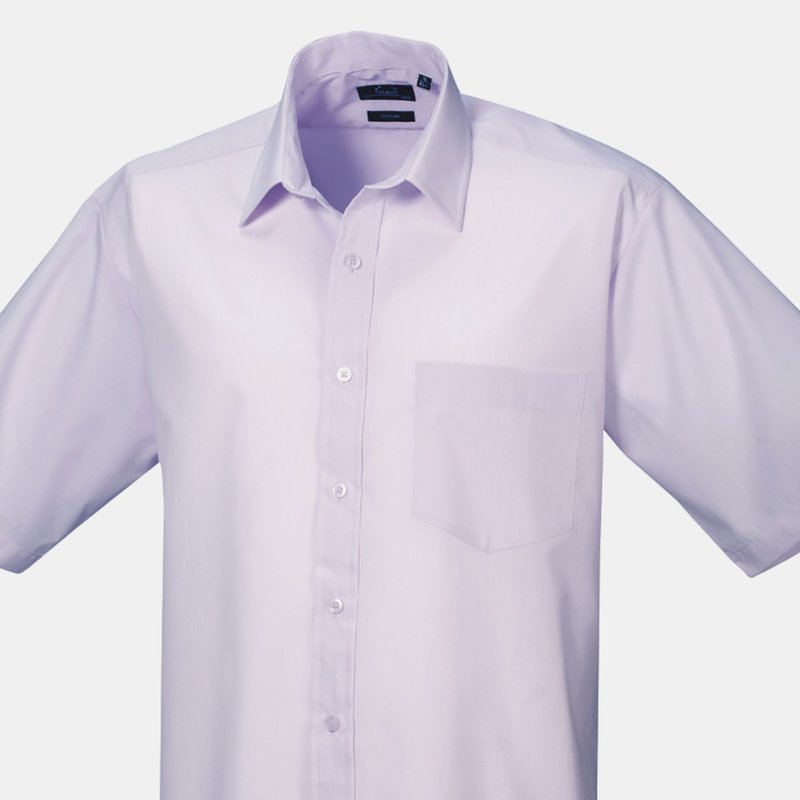 Premier Mens Short Sleeve Formal Poplin Plain Work Shirt (lilac) In Purple