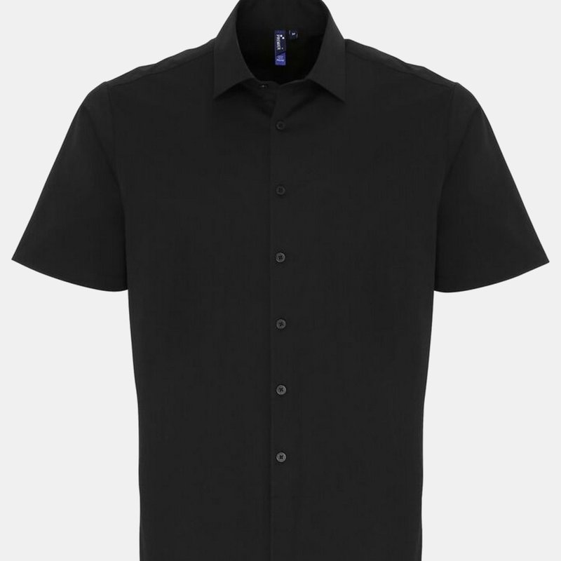 Premier Mens Stretch Fit Poplin Short Sleeve Shirt (black)