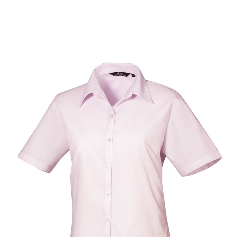 Premier Short Sleeve Poplin Blouse/plain Work Shirt (bottle) In Green