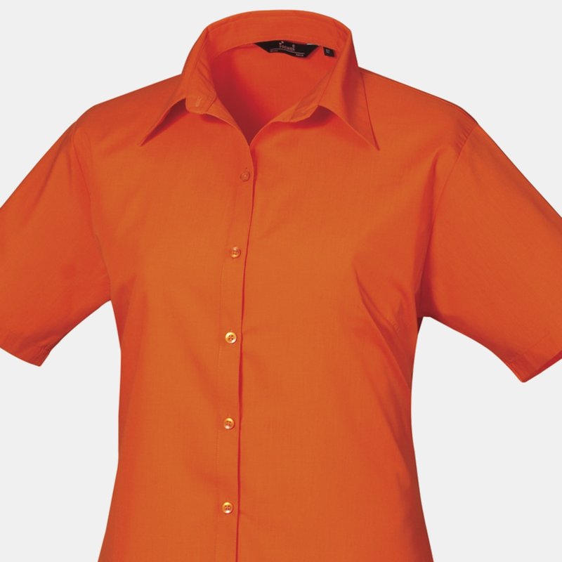 Premier Short Sleeve Poplin Blouse/plain Work Shirt (orange)
