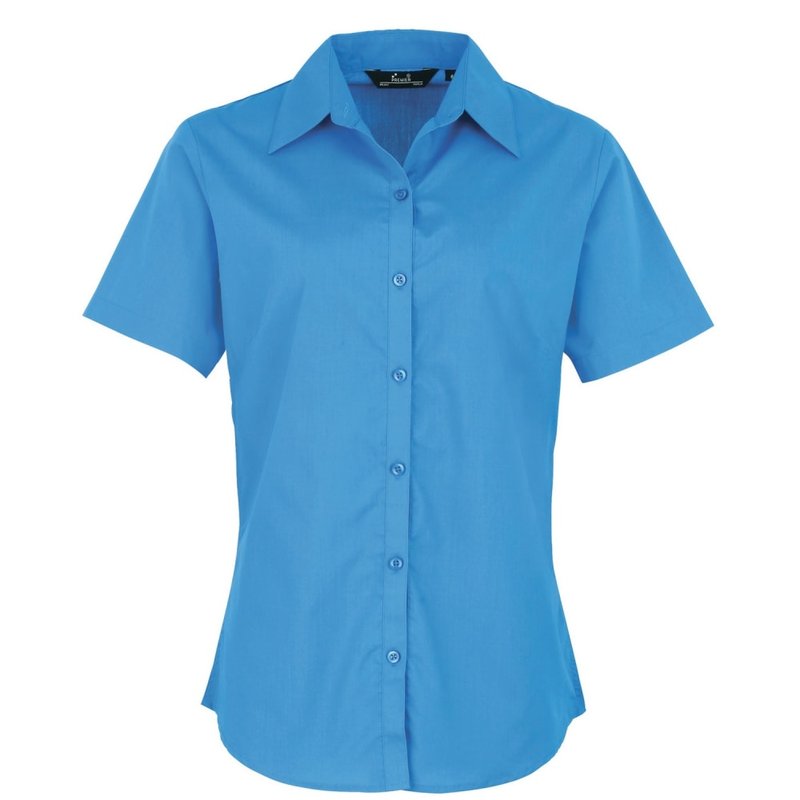 Premier Short Sleeve Poplin Blouse/plain Work Shirt (sapphire) In Blue