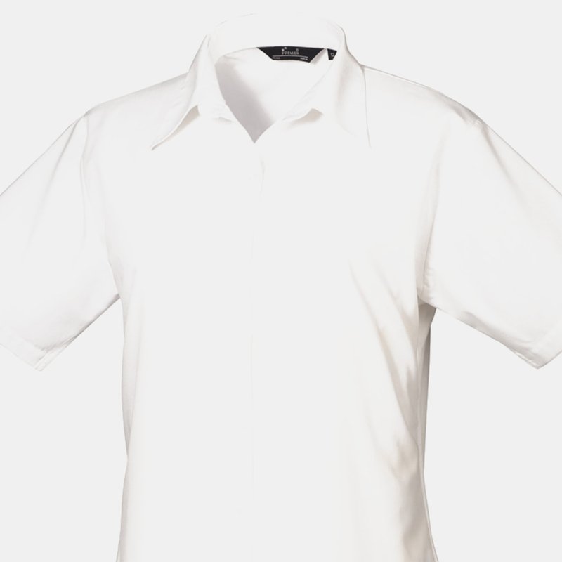Premier Short Sleeve Poplin Blouse/plain Work Shirt (white)