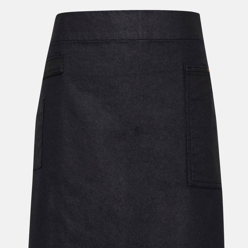 Shop Premier Unisex Adults Division Waxed Look Denim Waist Apron (one Size) In Black