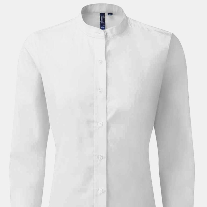 Premier Womens/ladies Banded Grandad Collar Formal Shirt (white)