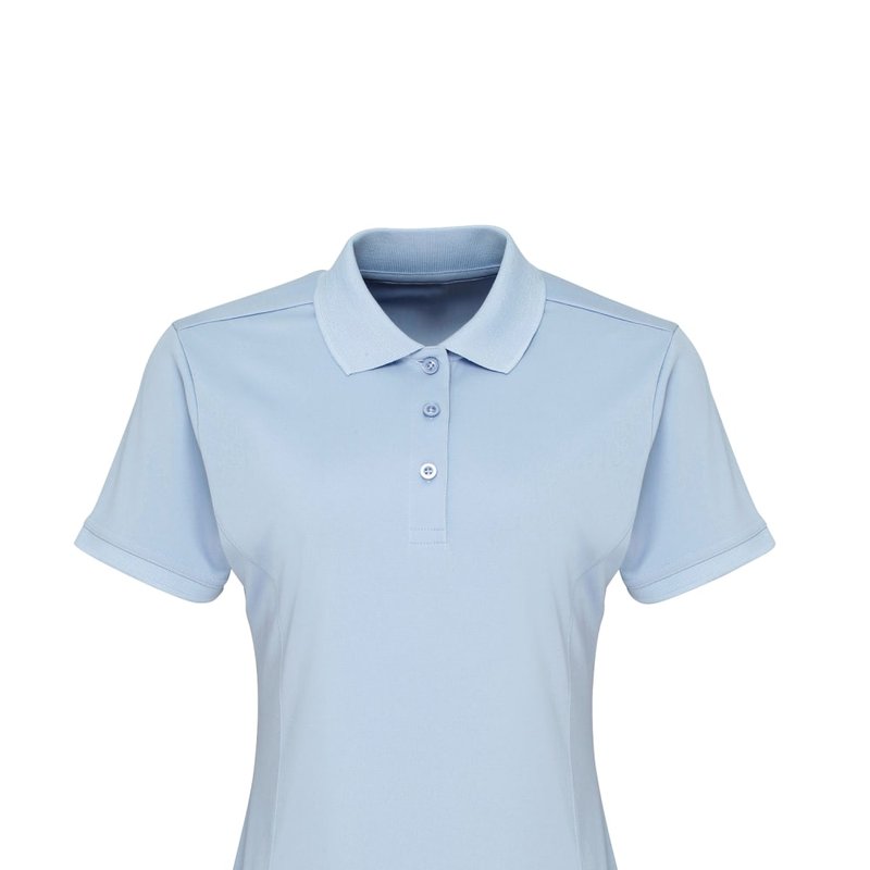 Premier Womens/ladies Coolchecker Short Sleeve Pique Polo T-shirt (light Blue)