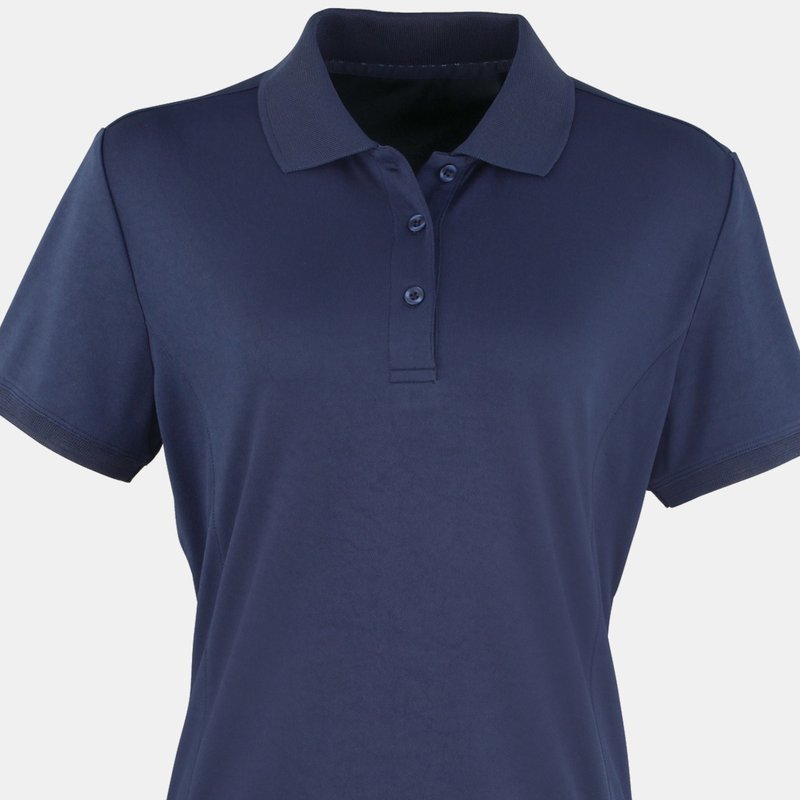 Premier Womens/ladies Coolchecker Short Sleeve Pique Polo T-shirt (navy) In Blue