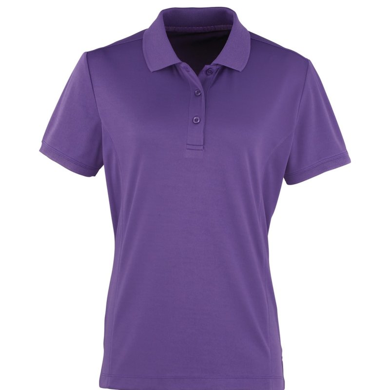 Premier Womens/ladies Coolchecker Short Sleeve Pique Polo T-shirt (purple)