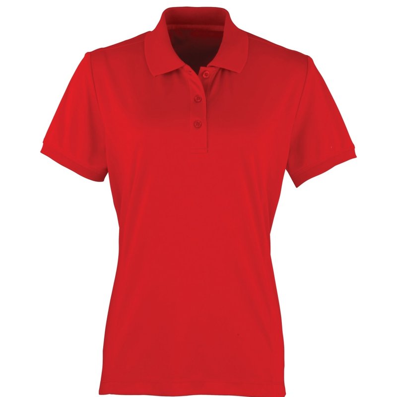 Premier Womens/ladies Coolchecker Short Sleeve Pique Polo T-shirt (red)